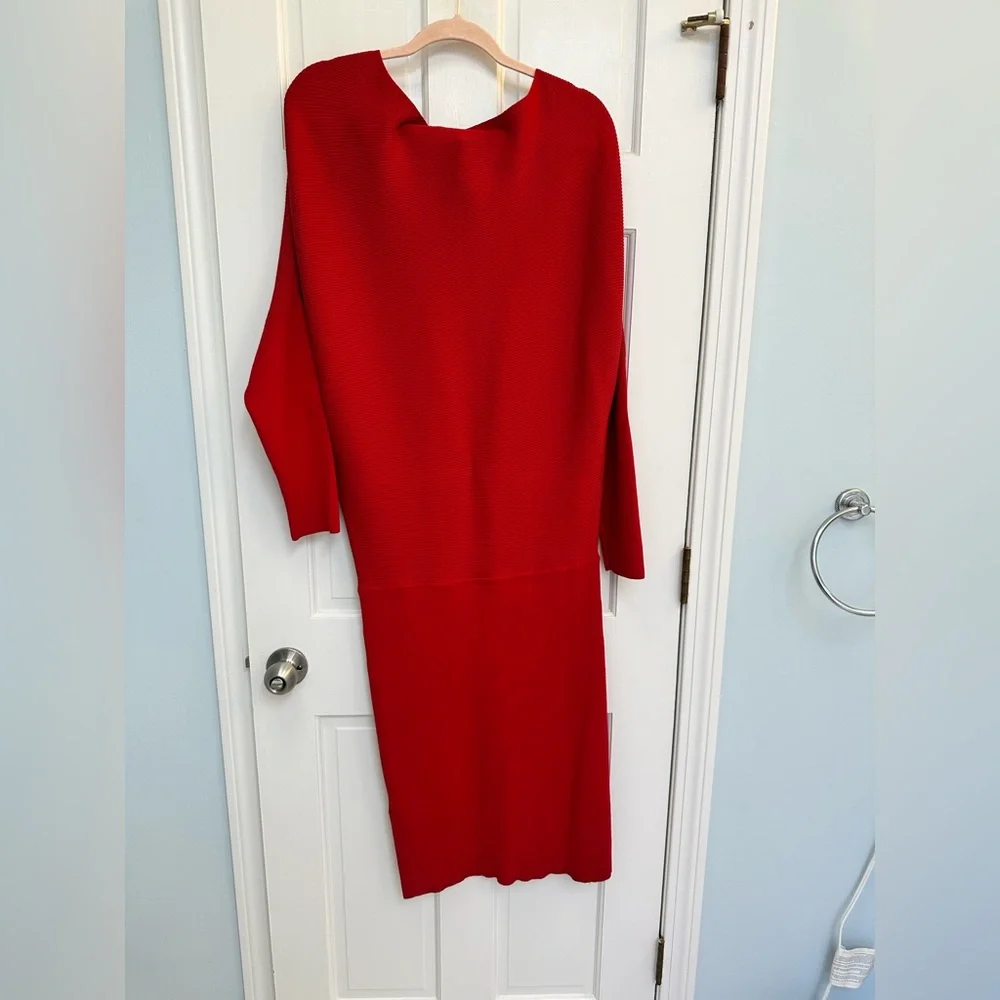 Banana Republic Off The Shoulder Red Sweater Dress Size Large - Picture 5 of 7